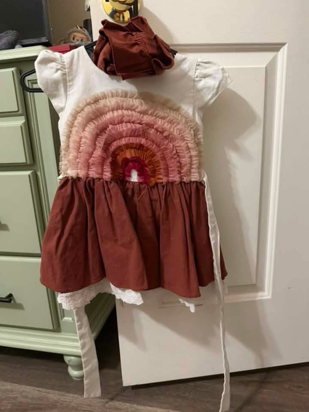Girl August Fall Rainbow Dress & Matching Bloomers Size 5